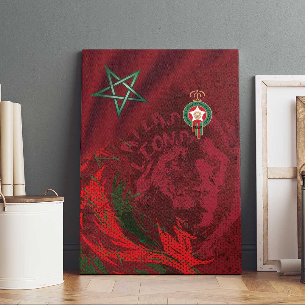 Morocco National Football Canvas Wall Art The Atlas Lions Grunge with National Flag - African Pride