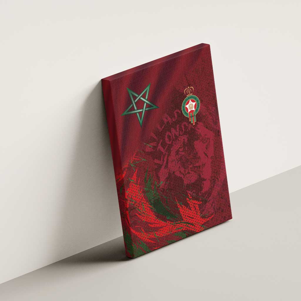 Morocco National Football Canvas Wall Art The Atlas Lions Grunge with National Flag - African Pride