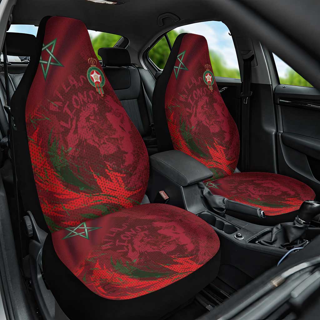 Morocco National Football Car Seat Cover The Atlas Lions Grunge with National Flag - African Pride