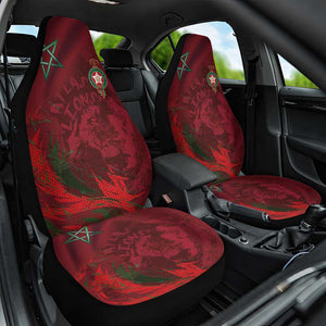 Morocco National Football Car Seat Cover The Atlas Lions Grunge with National Flag - African Pride