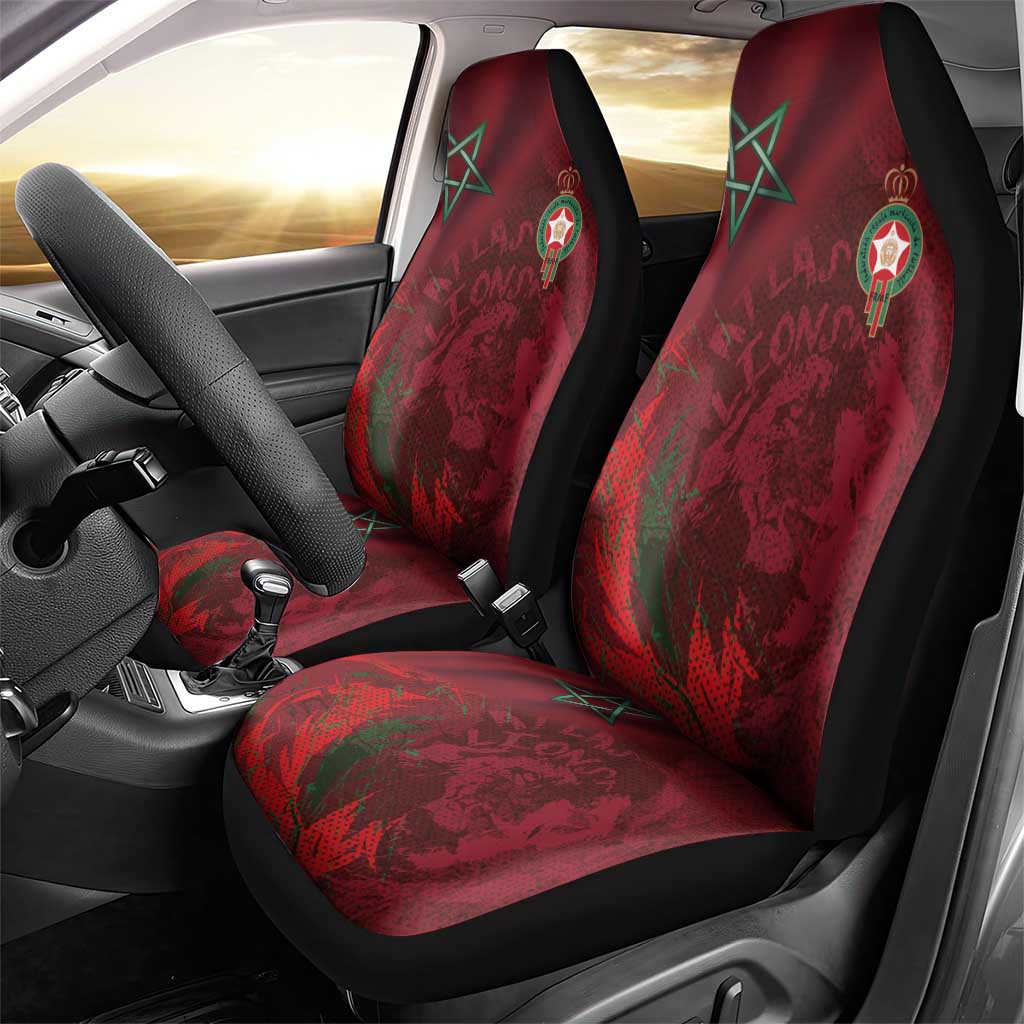 Morocco National Football Car Seat Cover The Atlas Lions Grunge with National Flag - African Pride