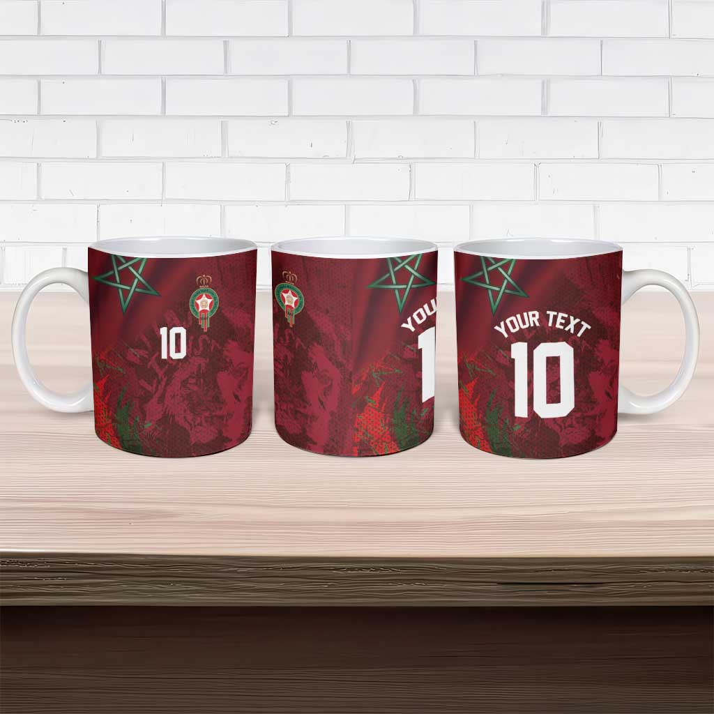 Custom Morocco National Football Ceramic Mug The Atlas Lions Grunge with National Flag - African Pride