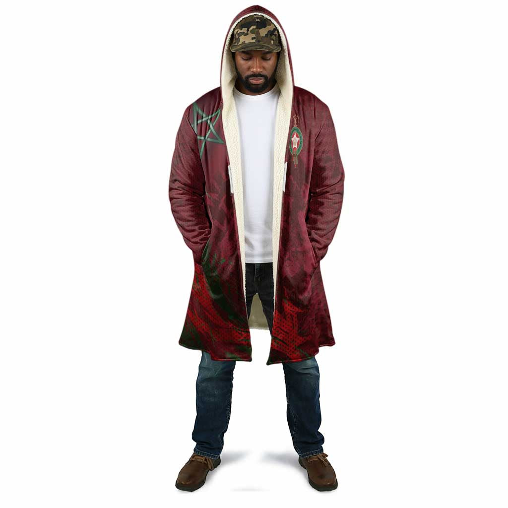 Custom Morocco National Football Cloak The Atlas Lions Grunge with National Flag - African Pride