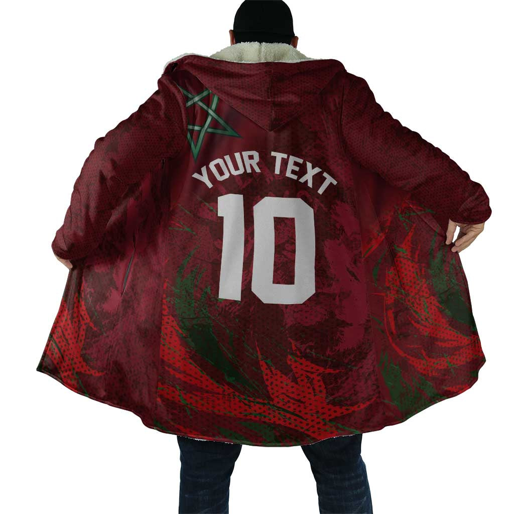 Custom Morocco National Football Cloak The Atlas Lions Grunge with National Flag - African Pride