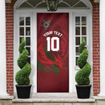 Custom Morocco National Football Door Cover The Atlas Lions Grunge with National Flag - African Pride