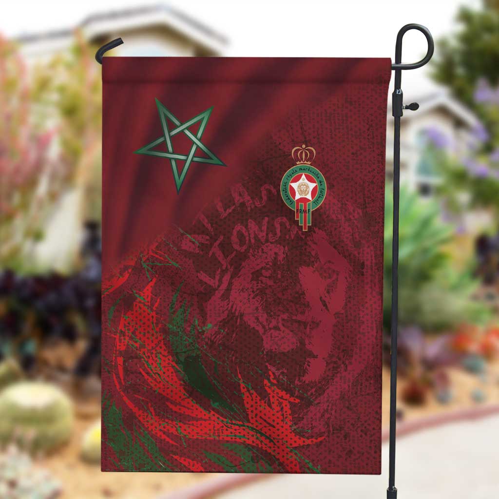 Morocco National Football Garden Flag The Atlas Lions Grunge with National Flag - African Pride