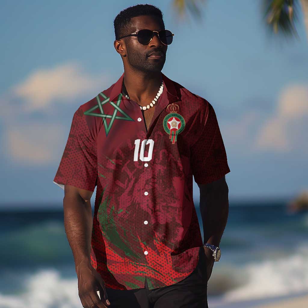 Custom Morocco National Football Hawaiian Shirt The Atlas Lions Grunge with National Flag - African Pride