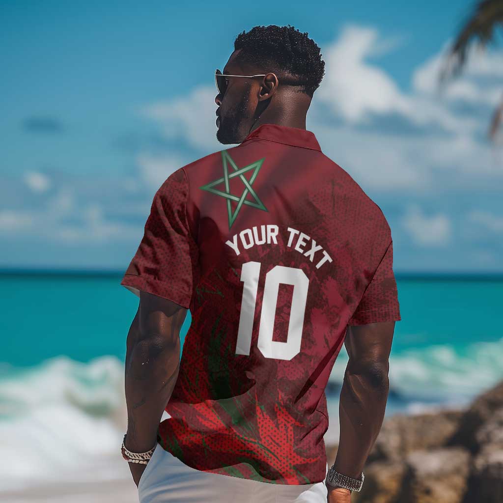 Custom Morocco National Football Hawaiian Shirt The Atlas Lions Grunge with National Flag - African Pride