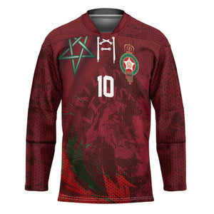 Custom Morocco National Football Hockey Jersey The Atlas Lions Grunge with National Flag - African Pride