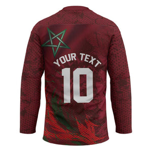 Custom Morocco National Football Hockey Jersey The Atlas Lions Grunge with National Flag - African Pride