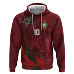 Custom Morocco National Football Hoodie The Atlas Lions Grunge with National Flag - African Pride