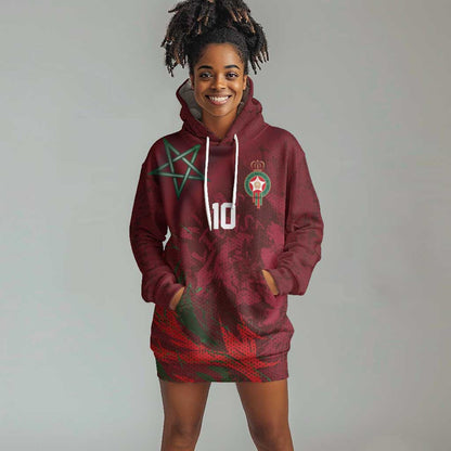 Custom Morocco National Football Hoodie Dress The Atlas Lions Grunge with National Flag - African Pride