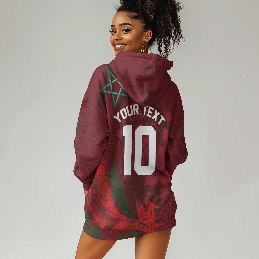 Custom Morocco National Football Hoodie Dress The Atlas Lions Grunge with National Flag - African Pride