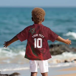 Custom Morocco National Football Kid Hawaiian Shirt The Atlas Lions Grunge with National Flag - African Pride