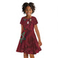 Custom Morocco National Football Kid Short Sleeve Dress The Atlas Lions Grunge with National Flag - African Pride