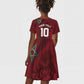 Custom Morocco National Football Kid Short Sleeve Dress The Atlas Lions Grunge with National Flag - African Pride