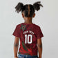 Custom Morocco National Football Kid T shirt The Atlas Lions Grunge with National Flag - African Pride