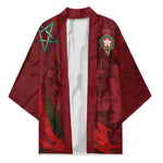 Custom Morocco National Football Kimono The Atlas Lions Grunge with National Flag - African Pride