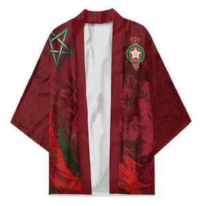 Custom Morocco National Football Kimono The Atlas Lions Grunge with National Flag - African Pride