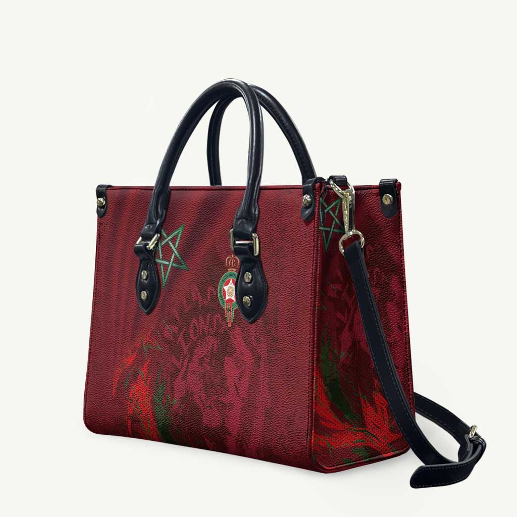 Morocco National Football Leather Bag The Atlas Lions Grunge with National Flag - African Pride