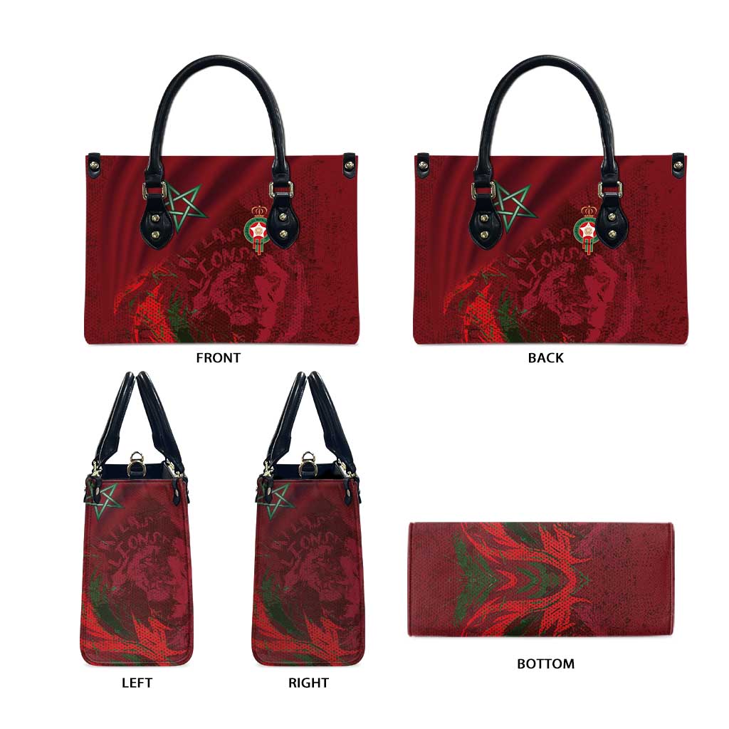 Morocco National Football Leather Bag The Atlas Lions Grunge with National Flag - African Pride