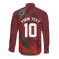 Custom Morocco National Football Long Sleeve Button Shirt The Atlas Lions Grunge with National Flag - African Pride