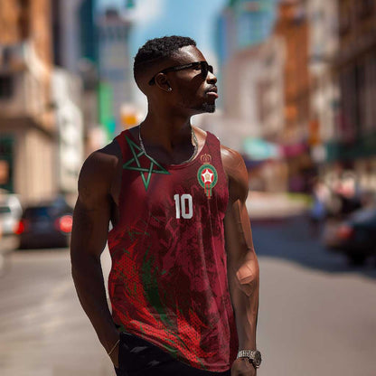 Custom Morocco National Football Men Tank Top The Atlas Lions Grunge with National Flag - African Pride