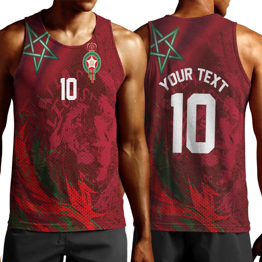 Custom Morocco National Football Men Tank Top The Atlas Lions Grunge with National Flag - African Pride
