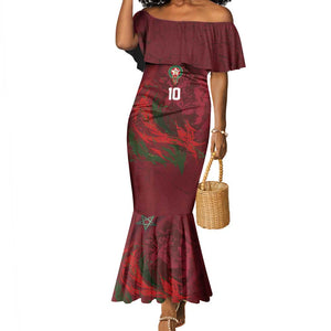Custom Morocco National Football Mermaid Dress The Atlas Lions Grunge with National Flag - African Pride