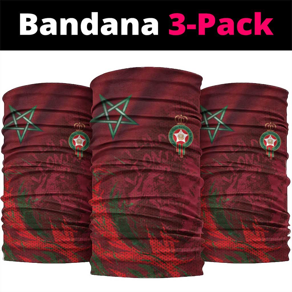 Morocco National Football Neck Gaiter The Atlas Lions Grunge with National Flag - African Pride