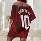 Custom Morocco National Football Off Shoulder Short Dress The Atlas Lions Grunge with National Flag - African Pride