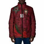 Custom Morocco National Football Padded Jacket The Atlas Lions Grunge with National Flag - African Pride