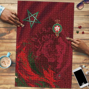 Morocco National Football Puzzle The Atlas Lions Grunge with National Flag - African Pride
