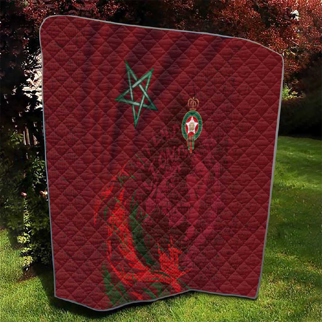 Morocco National Football Quilt The Atlas Lions Grunge with National Flag - African Pride