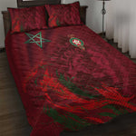 Morocco National Football Quilt Bed Set The Atlas Lions Grunge with National Flag - African Pride