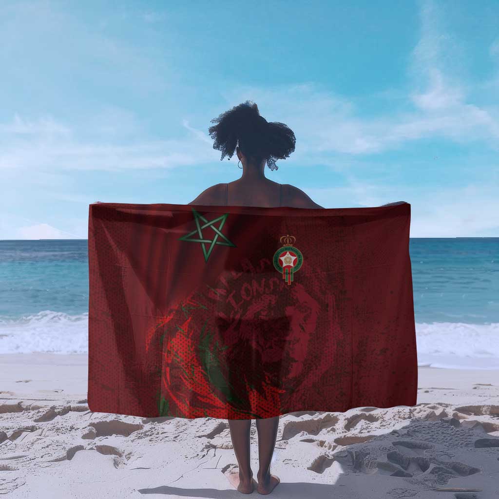 Morocco National Football Sarong The Atlas Lions Grunge with National Flag - African Pride