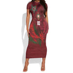 Custom Morocco National Football Short Sleeve Bodycon Dress The Atlas Lions Grunge with National Flag - African Pride