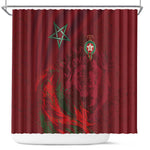 Morocco National Football Shower Curtain The Atlas Lions Grunge with National Flag - African Pride