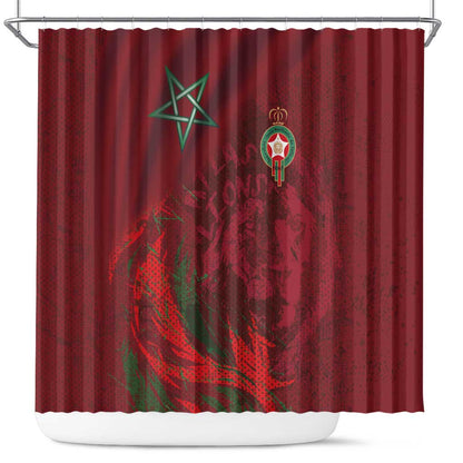 Morocco National Football Shower Curtain The Atlas Lions Grunge with National Flag - African Pride