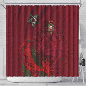 Morocco National Football Shower Curtain The Atlas Lions Grunge with National Flag - African Pride