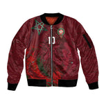Custom Morocco National Football Sleeve Zip Bomber Jacket The Atlas Lions Grunge with National Flag - African Pride