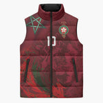 Custom Morocco National Football Sleeveless Puffer Jacket The Atlas Lions Grunge with National Flag - African Pride