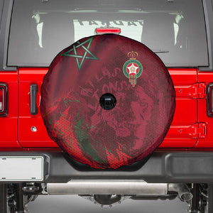 Morocco National Football Spare Tire Cover The Atlas Lions Grunge with National Flag - African Pride