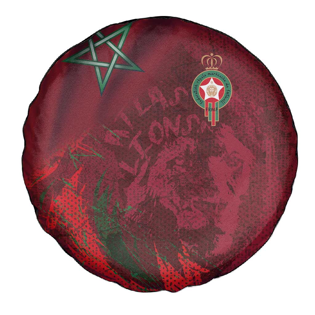 Morocco National Football Spare Tire Cover The Atlas Lions Grunge with National Flag - African Pride