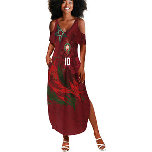 Custom Morocco National Football Summer Maxi Dress The Atlas Lions Grunge with National Flag - African Pride