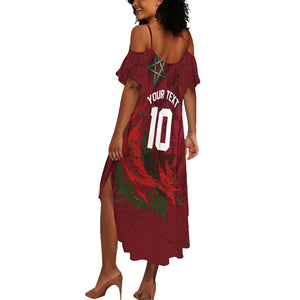 Custom Morocco National Football Summer Maxi Dress The Atlas Lions Grunge with National Flag - African Pride