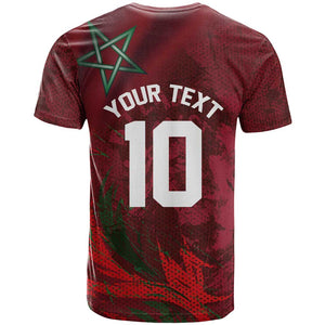 Custom Morocco National Football T shirt The Atlas Lions Grunge with National Flag - African Pride