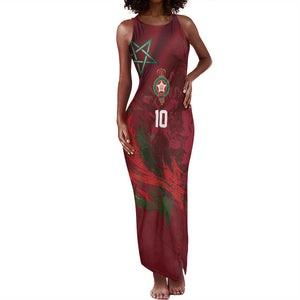 Custom Morocco National Football Tank Maxi Dress The Atlas Lions Grunge with National Flag - African Pride