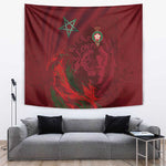 Morocco National Football Tapestry The Atlas Lions Grunge with National Flag - African Pride
