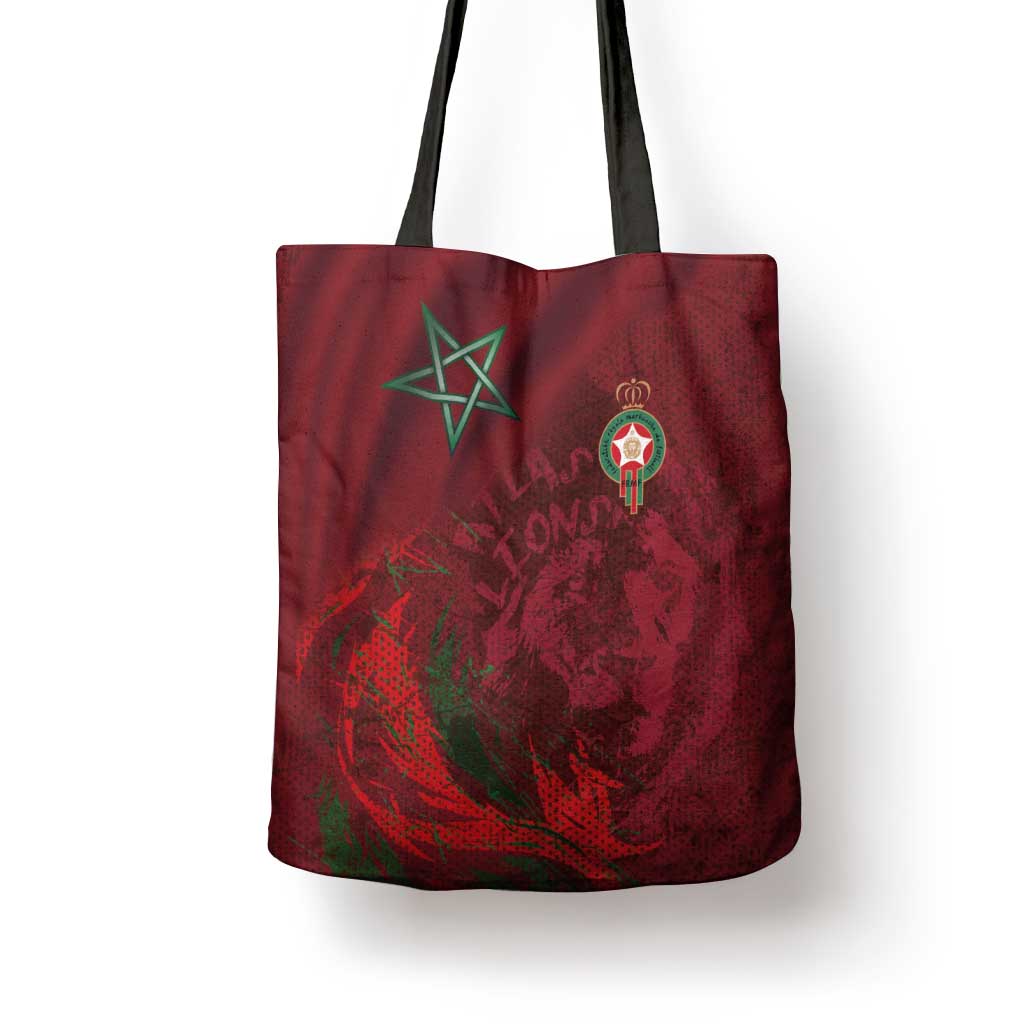 Morocco National Football Tote Bag The Atlas Lions Grunge with National Flag - African Pride